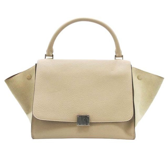 Celine Trapeze Shoulder Bag Suede Leather Biege - Picture 1 of 9